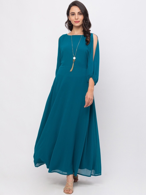 

Iti Women Blue Solid Maxi Dress