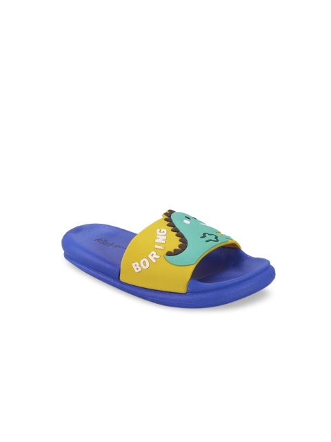 

FEETWELL SHOES Boys Blue & Yellow Printed Sliders