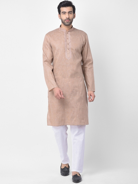

SG LEMAN Men Brown & White Solid Kurta with Pyjamas