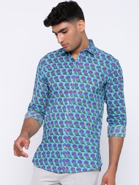 

Tistabene Men Blue & Green Regular Fit Printed Casual Shirt