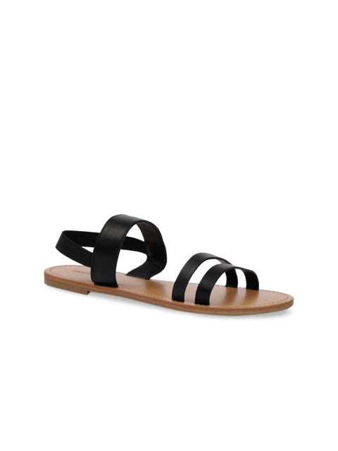 

FOREVER 21 Women Black Solid Open Toe Flats