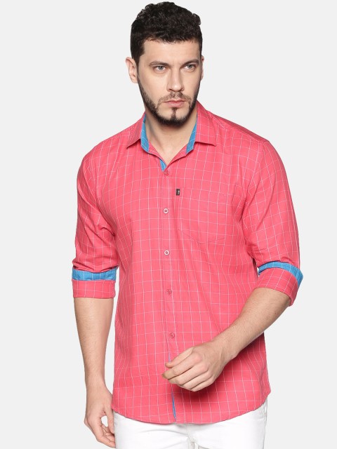 

LEVIZO Men Pink & Off-White Regular Fit Striped Casual Shirt