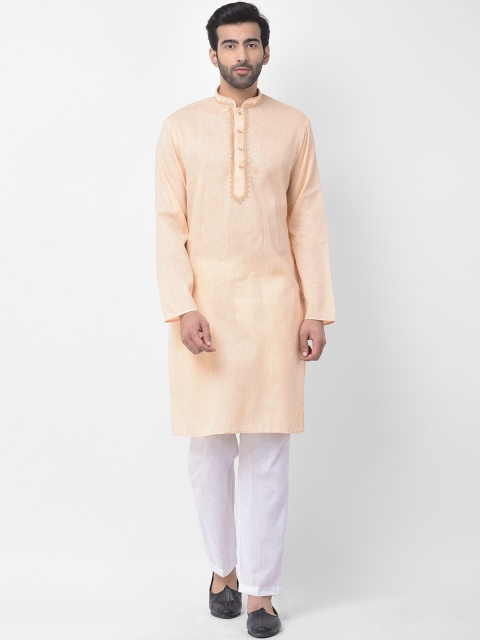 

SG LEMAN Men Beige & White Solid Kurta with Pyjamas
