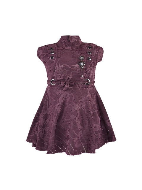 

Wish Karo Girls Purple Self Design Fit and Flare Dress