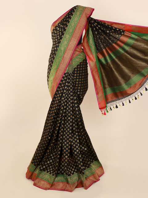 

Pothys Black Pure Silk Woven Design Banarasi Saree