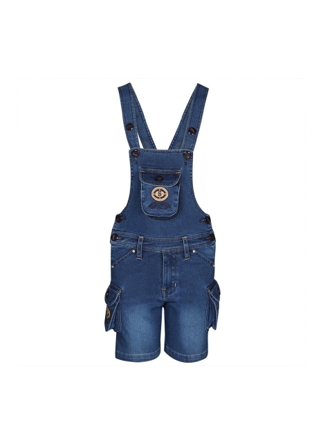 

FirstClap Unisex Kids Blue Solid Knee Length Dungaree
