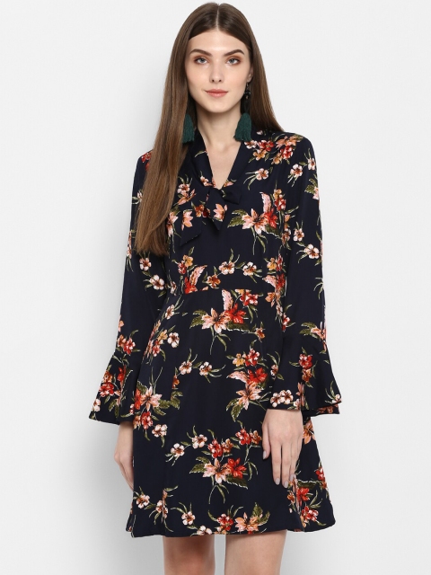 

TRENDY DIVVA Women Black Printed A-Line Dress