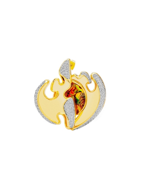 

shaze Rhodium-Plated Gold-Toned & Silver-Toned Contemporary Drop Earrings