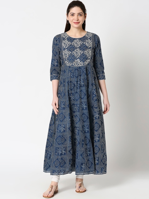 

ZRI Women Blue Printed Anarkali Kurta