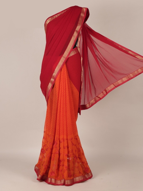 

Pothys Maroon Solid Poly Georgette Saree