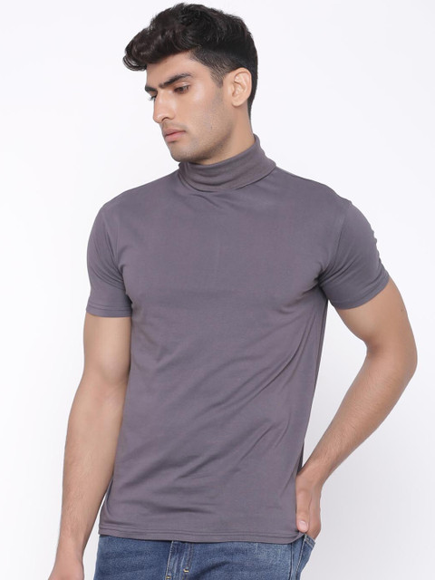 

Tistabene Men Grey Solid High Neck T-shirt