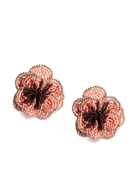 

Foxy Sperks Peach-Coloured & Brown Floral Studs