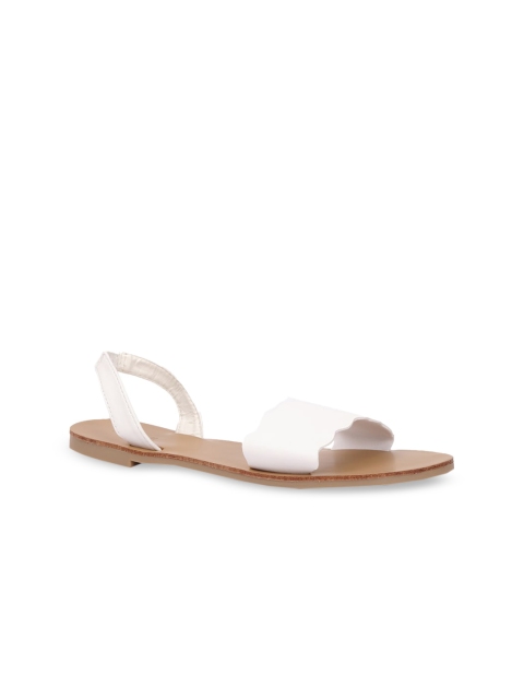 

FOREVER 21 Women White Solid Open Toe Flats
