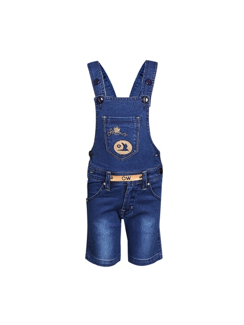 

FirstClap Kids Blue Solid Denim Dungarees