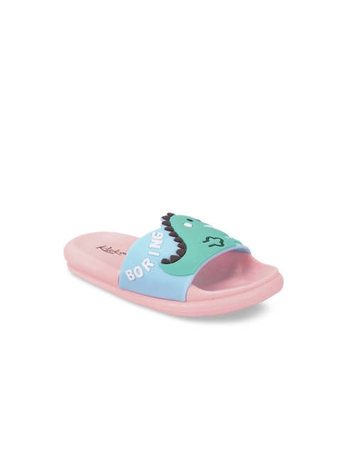

FEETWELL SHOES Boys Pink & Blue Dinosaur Printed Sliders