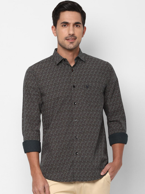 

Allen Solly Men Grey Slim Fit Printed Casual Cotton Shirt