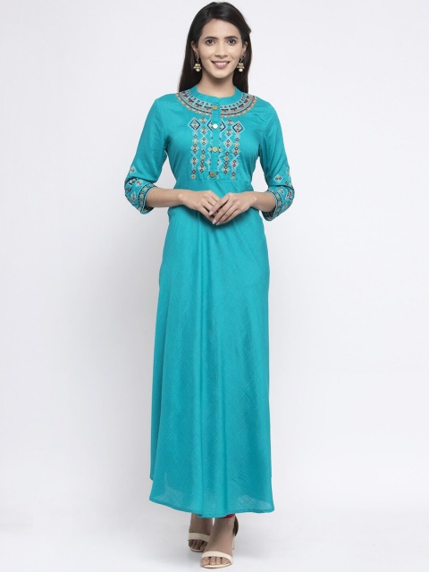

Kiaasa Women Blue Yoke Design Anarkali Kurta
