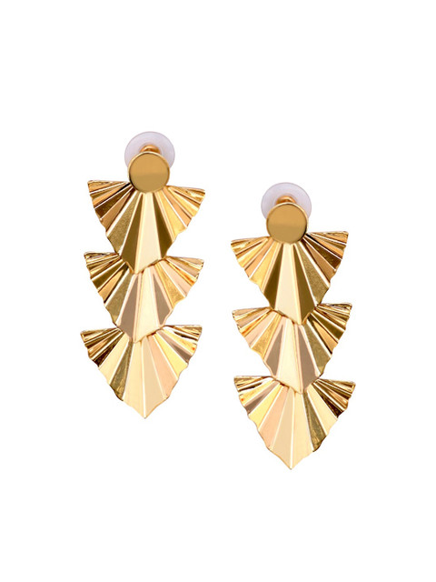 

Foxy Sperks Gold-Toned Triangular Drop Earrings