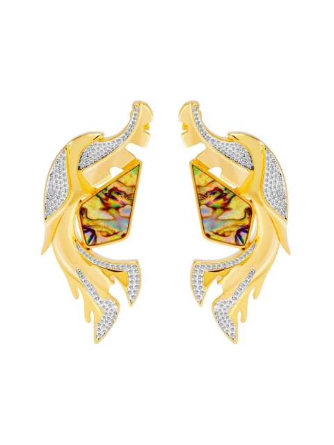 

shaze Gold-Toned & Off-White Rhodium-Plated Quirky Studs