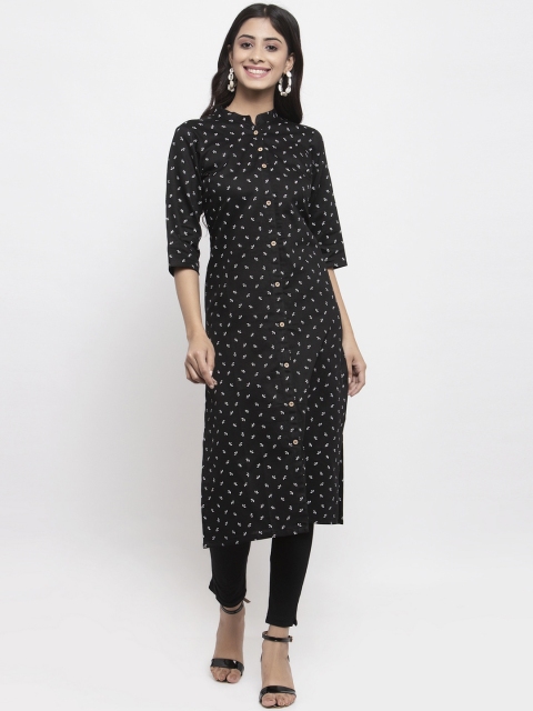 

NEUDIS Women Black Floral Printed Regular Pure Cotton Kurta with Trousers