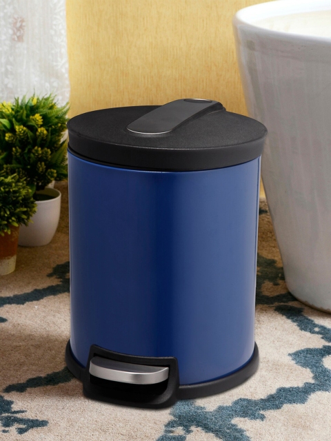 OBSESSIONS Blue & Black Solid 5L Pedal Bin 5 Litre