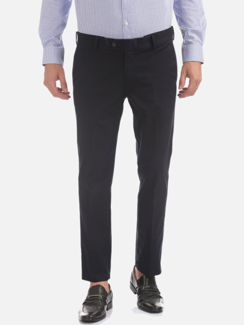

AD By Arvind Men Black Regular Fit Solid Formal Trousers