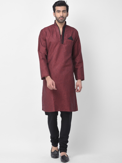 

SG LEMAN Men Red Solid Kurta with Churidar