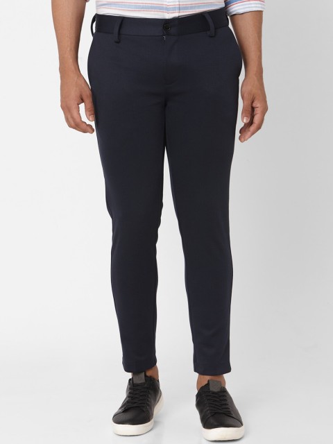 

Mufti Men Navy Blue Slim Fit Solid Regular Trousers