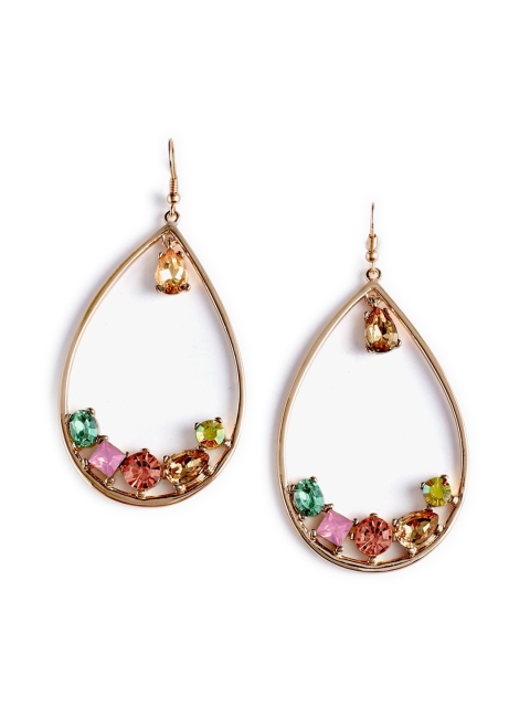 

Foxy Sperks Gold-Toned Teardrop Shaped Drop Earrings