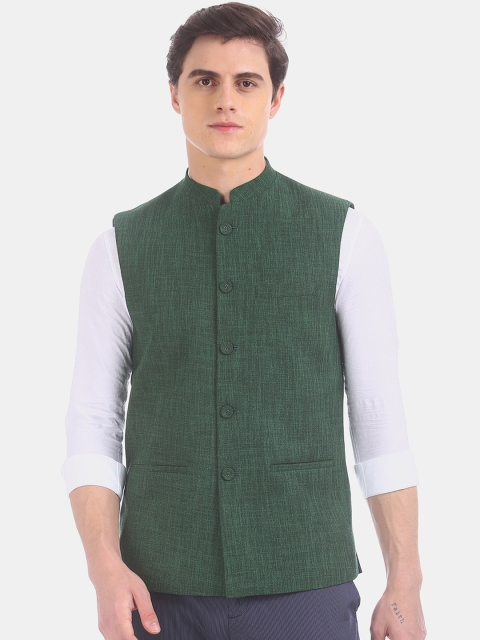 

True Blue Men Green Slim Fit Nehru Jacket