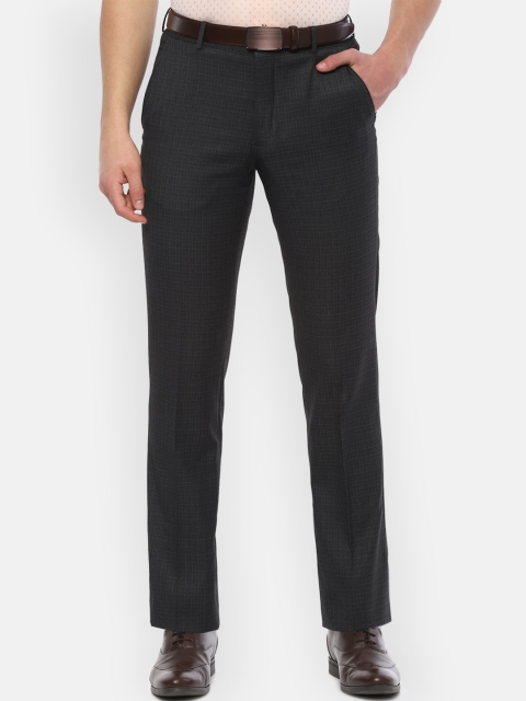 

Louis Philippe Men Black Regular Fit Checked Formal Trousers