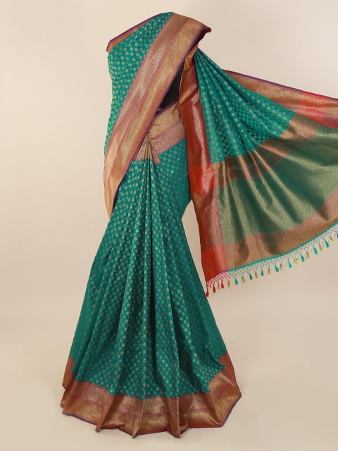 

Pothys Green Pure Silk Woven Design Banarasi Saree