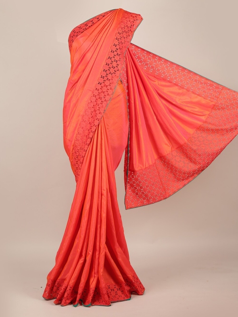 

Pothys Orange Solid Art Silk Saree with Cut Work Border and Pallu