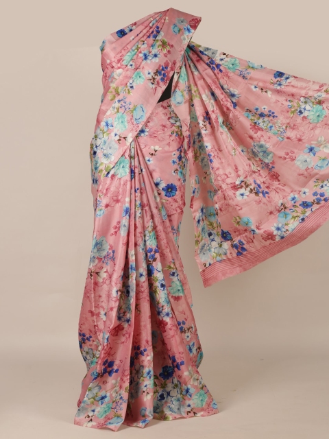 

Pothys Pink & Green Jute Silk Printed Saree