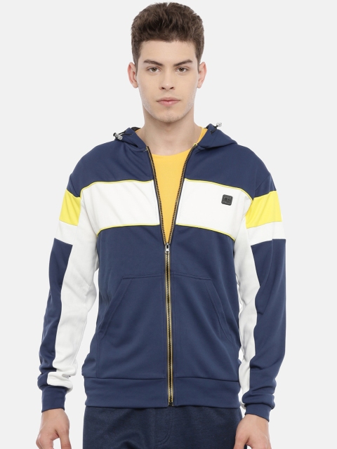 

Proline Active Men Navy Blue Colourblocked Hooded Sweatshirt
