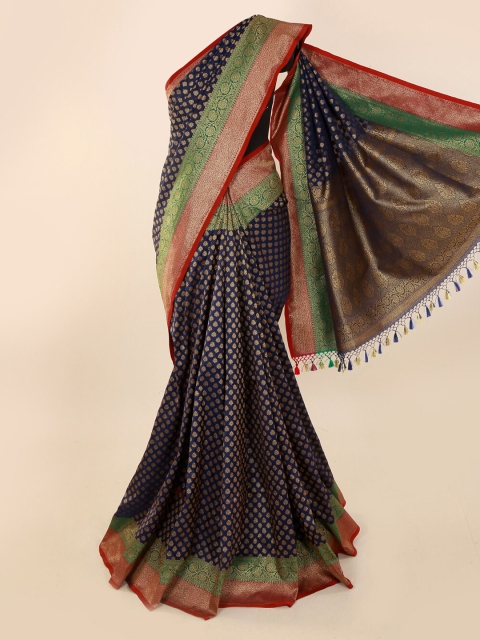 

Pothys Navy Blue & Green Pure Silk Woven Design Banarasi Saree
