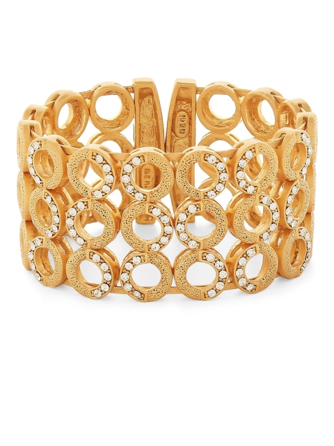 

Mahi Gold-Plated & White Crystal-Studded Cuff Bracelet