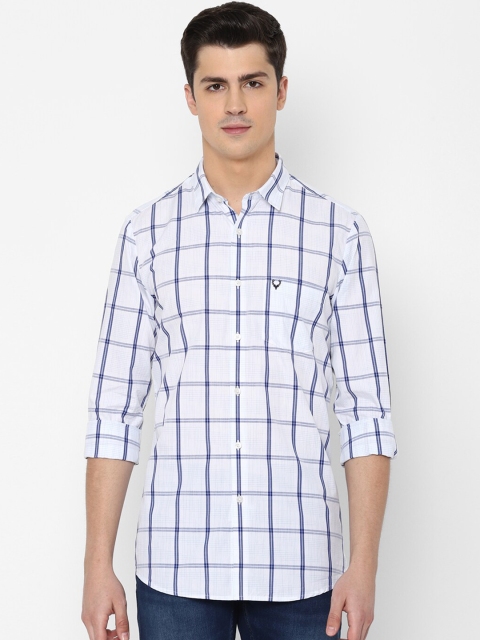 

Allen Solly Men White & Navy Blue Slim Fit Checked Casual Shirt