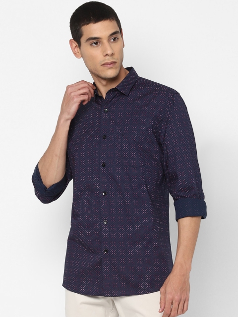 

Allen Solly Men Navy Blue Slim Fit Printed Casual Cotton Shirt