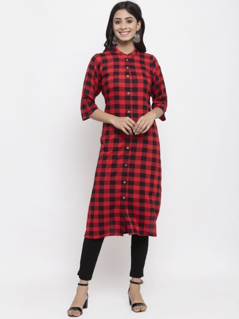 

NEUDIS Women Red & Black Printed Kurta with Churidar