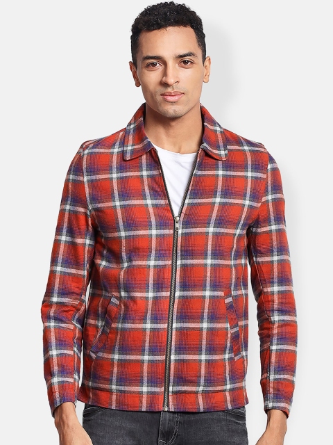 

Snitch Men Orange Checked Tailored Jacket