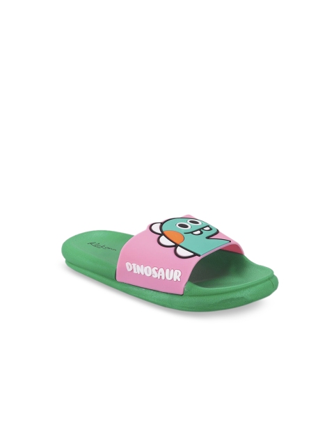 

FEETWELL SHOES Boys Green & Pink Printed Sliders