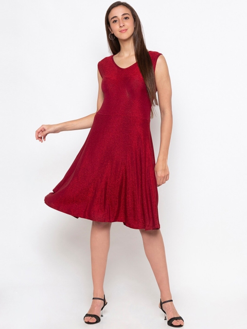 

Globus Women Red Solid Cotton A-Line Dress