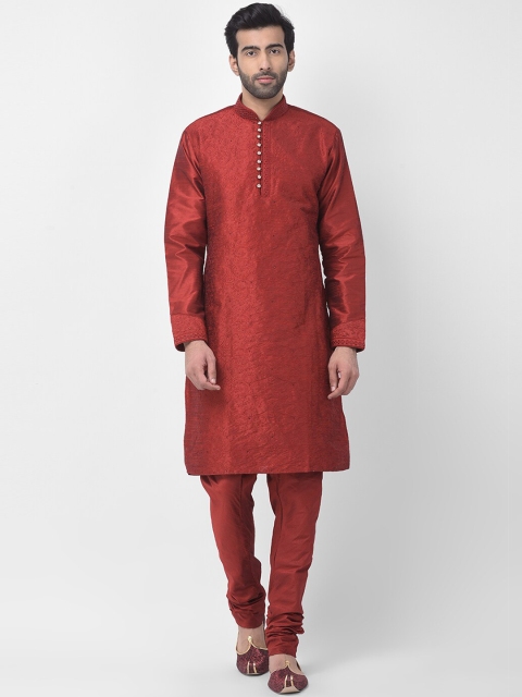 

SG LEMAN Men Maroon Solid Kurta with Churidar