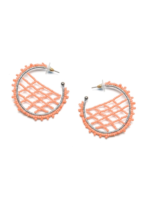 

Foxy Sperks Peach-Coloured Circular Half Hoop Earrings
