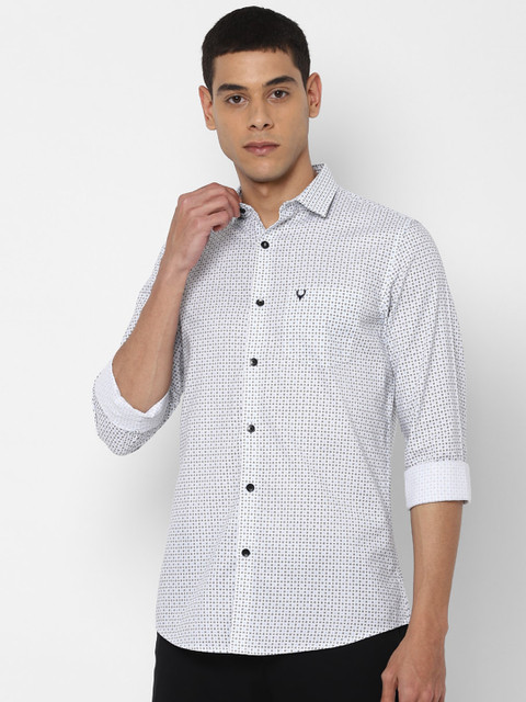 

Allen Solly Men White Slim Fit Checked Casual Cotton Shirt