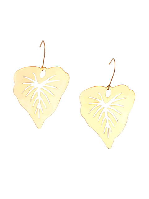 

Foxy Sperks Gold-Toned Leaf Shaped Drop Earrings