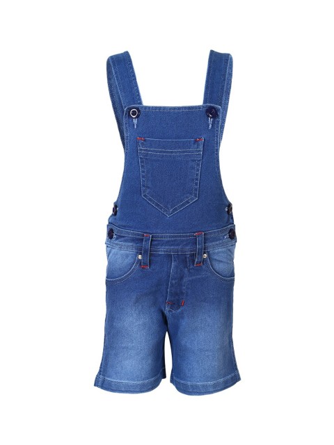 

FirstClap Kids Blue Solid Denim Dungarees