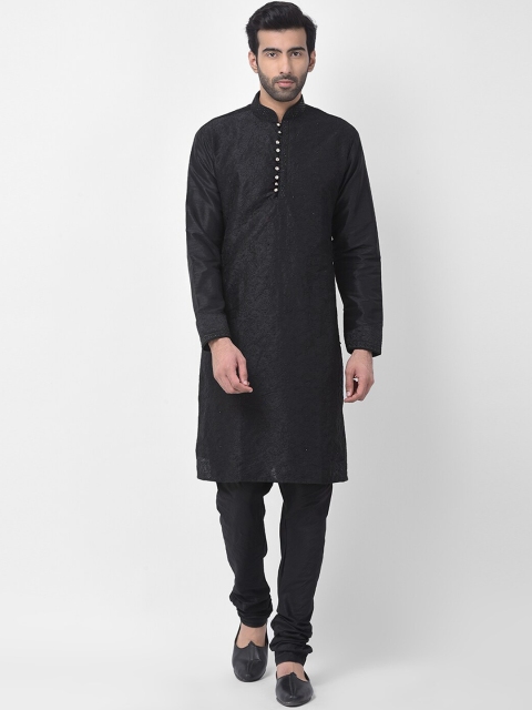 

SG LEMAN Men Black Woven Design Kurta with Churidar