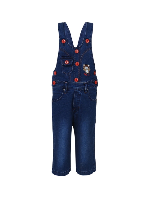 

FirstClap Kids Blue Solid Denim Dungarees